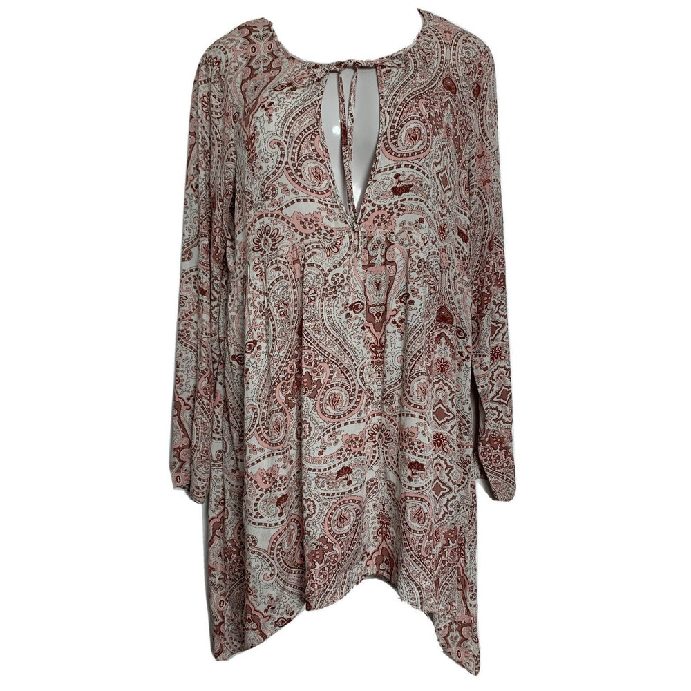 NEW Anthropologie Lilka Pink Paisley Tunic Dress Boho Top Blouse Flowy Women L
